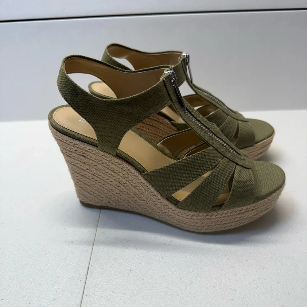 Coastal Chic Michael Kors Berkley Rope Wedge Sandals Natural Fiber Platform BOHO